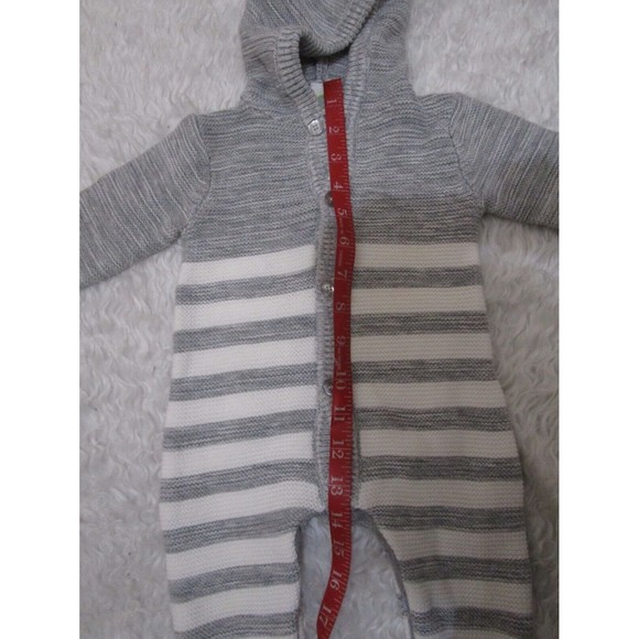 Little Me Marled Hooded Coverall grey and white stripes beautiful knit 6M - Picture 8 of 14